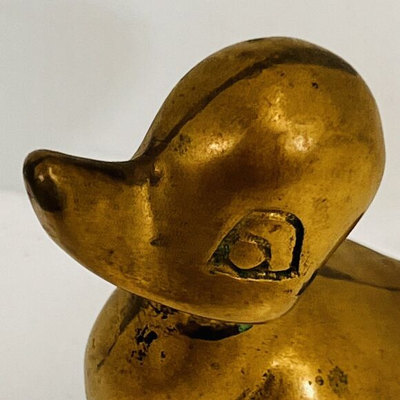Brass Duck Baby Duckling Miniature Small Figurine Shelf Collectible Knick nack - Picture 5 of 12